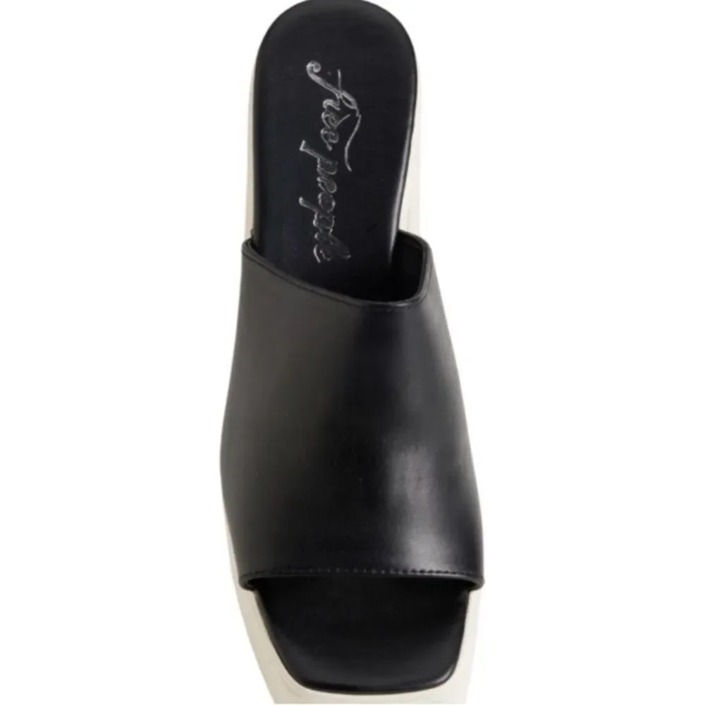 NEW Free People Zoe Platform Slide Sandals Black Noir Made in Italy Size EU 41